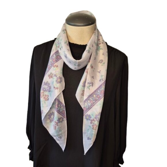 Vintage Liz Claiborne Bias Cut Pastel Silk Scarf - Picture 2 of 6